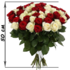 51 красная и белая роза (50 см)