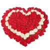 Фото товара 101 роза сердцем - красная, белая, красная в Чернигове