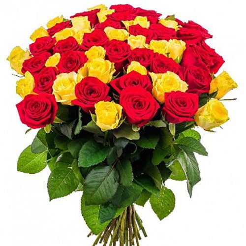Фото товара 51 роза красная и желтая в Чернигове