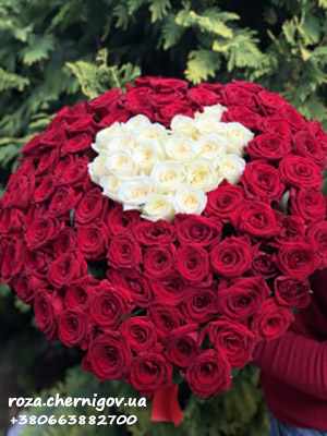 фото 101 роза в форме сердца в Чернигове