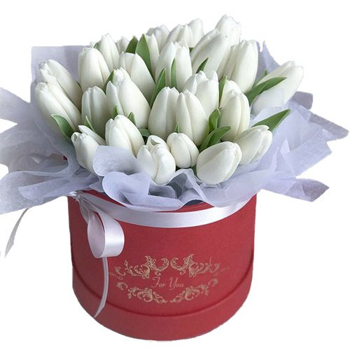 Фото товара 31 белый тюльпан в коробке в Чернигове