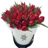 Фото товара 51 бело-пурпурный тюльпан (с лентой) в Чернигове