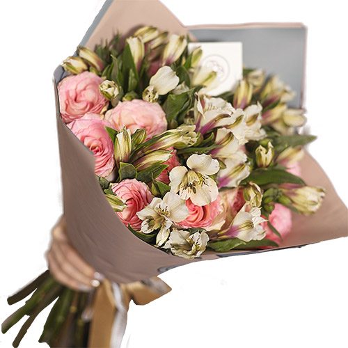 Фото товара Микс розовой розы и альстромерии в Чернигове