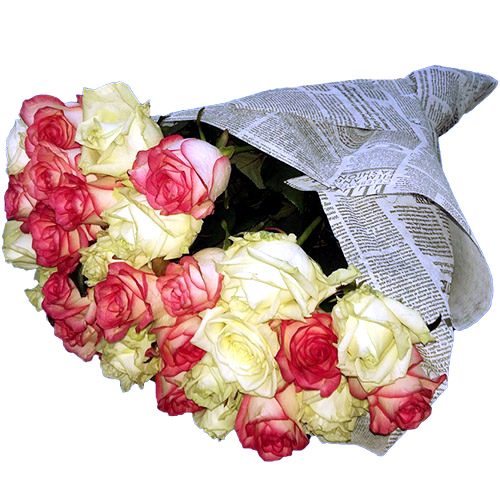 Фото товара 33 кремовые и розовые розы в Чернигове