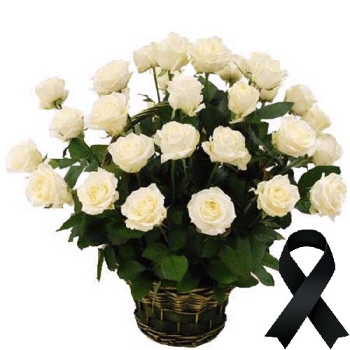 Фото товара 36 белых роз в корзине в Чернигове