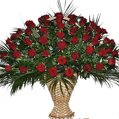 Фото товара Корзина 100 роз в папоротнике в Чернигове