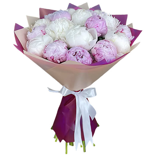 Фото товара 19 белых и розовых пионов в Чернигове