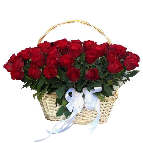 Фото товара 51 червона троянда в кошику в Чернигове